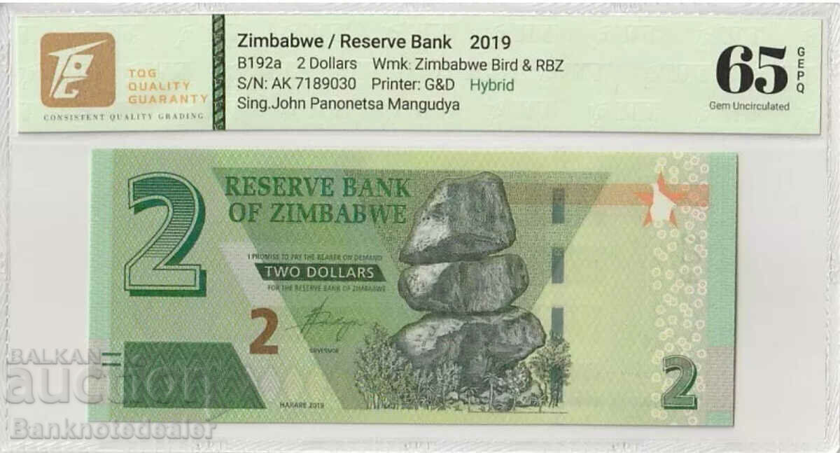 Zimbabwe 2 Dollars 2019 Pick B192a TQG 65