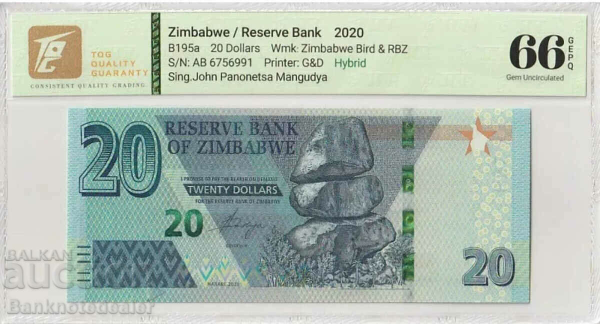 Zimbabwe 20 Dollars 2020 Pick B195a TQG 66