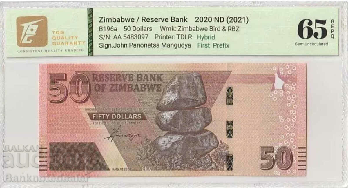 Zimbabwe 50 de dolari 2020 Pick B196a TQG 65