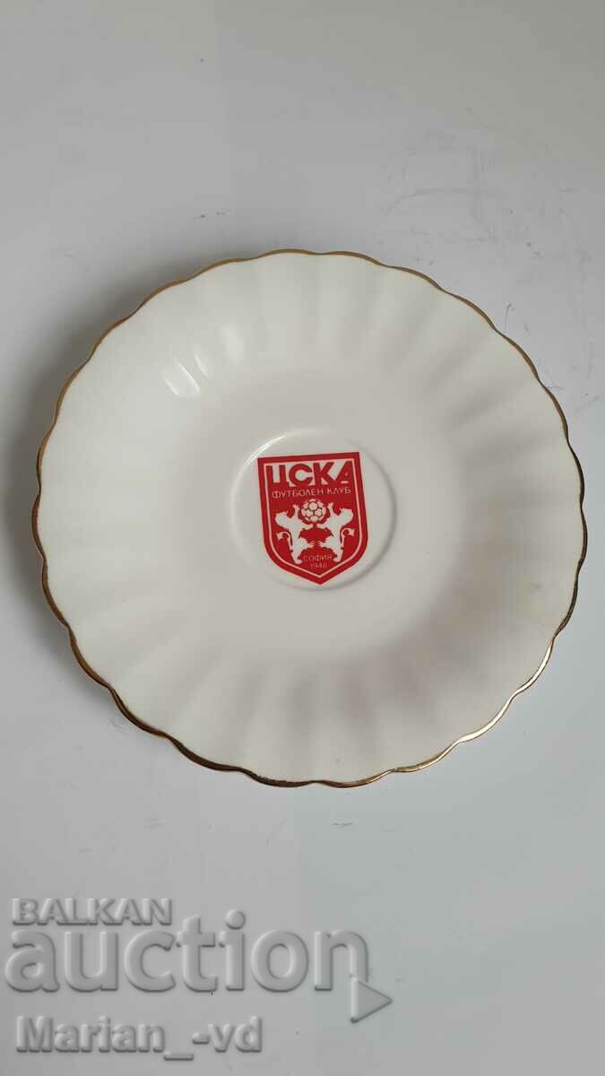 Porcelain saucer with the logo of CSKA Sofia 1948