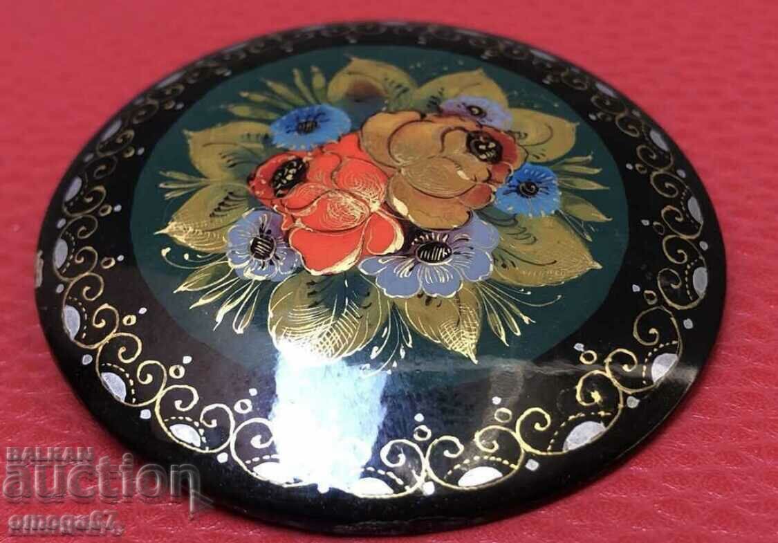 Auction Russian painted craftsman brooch! Auction Russian painted craftsman brooch!