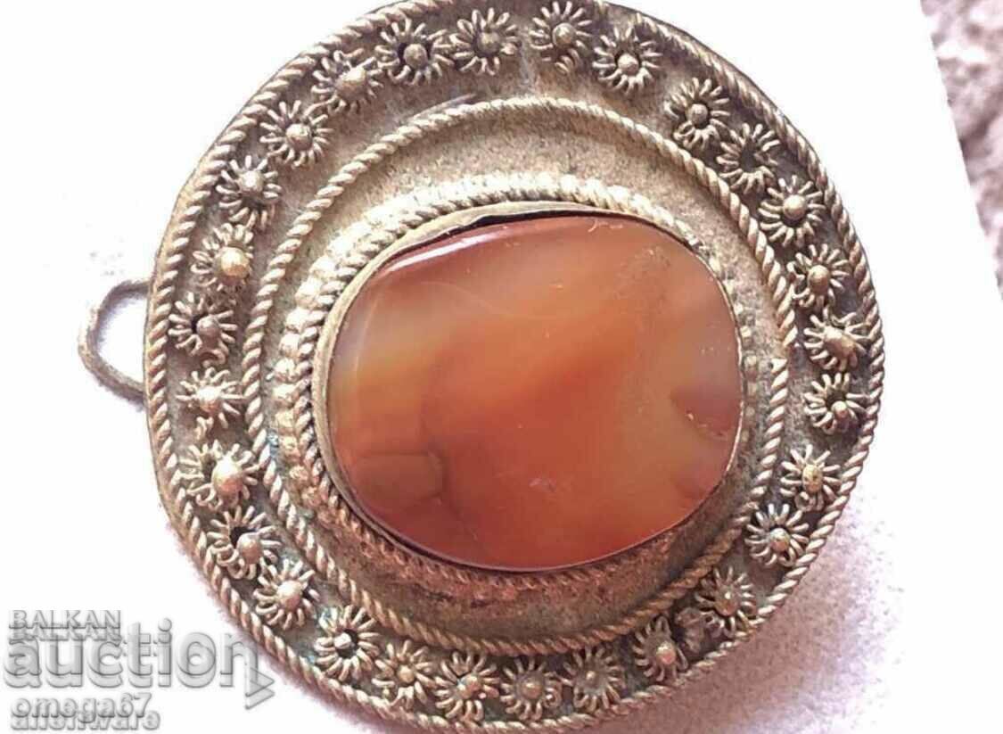 Brosa de argint cu carnelian - 5