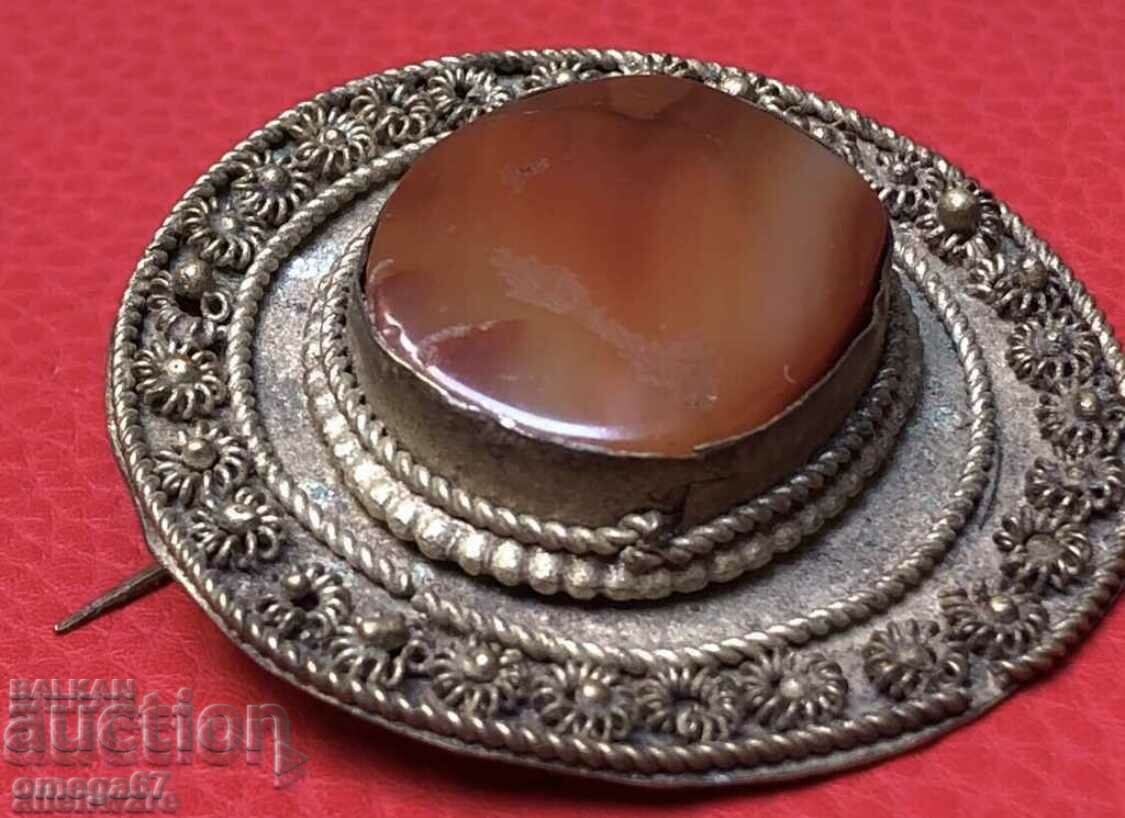 Silver brooch with carnelian - 6 Silver brooch with carnelian - 6