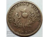 1/2 Halfpenny 1832 Nova Scotia Token 28mm - quite rare