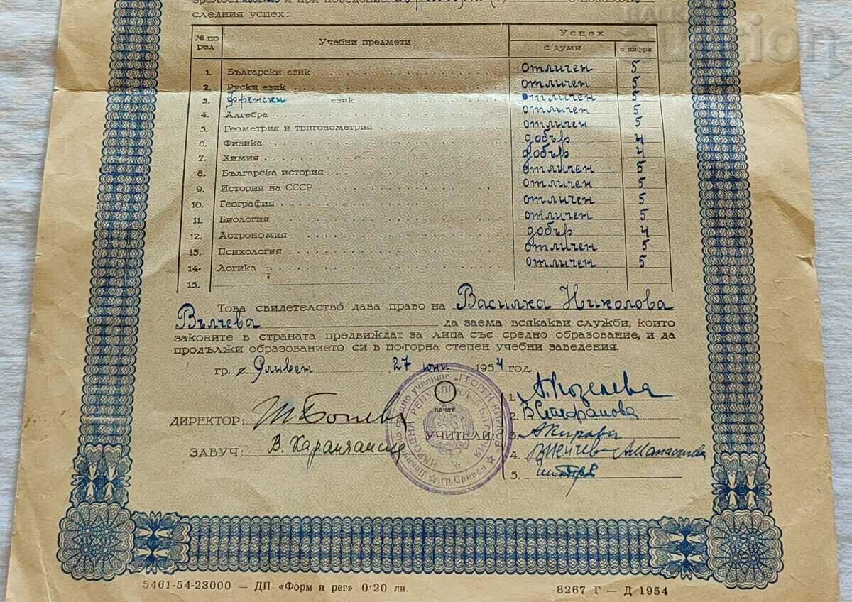 Auction MATURITY CERTIFICATE VIRGIN SECONDARY UNIVERSITY OF SLIVEN 1954. Auction MATURITY CERTIFICATE VIRGIN SECONDARY UNIVERSITY OF SLIVEN 1954.
