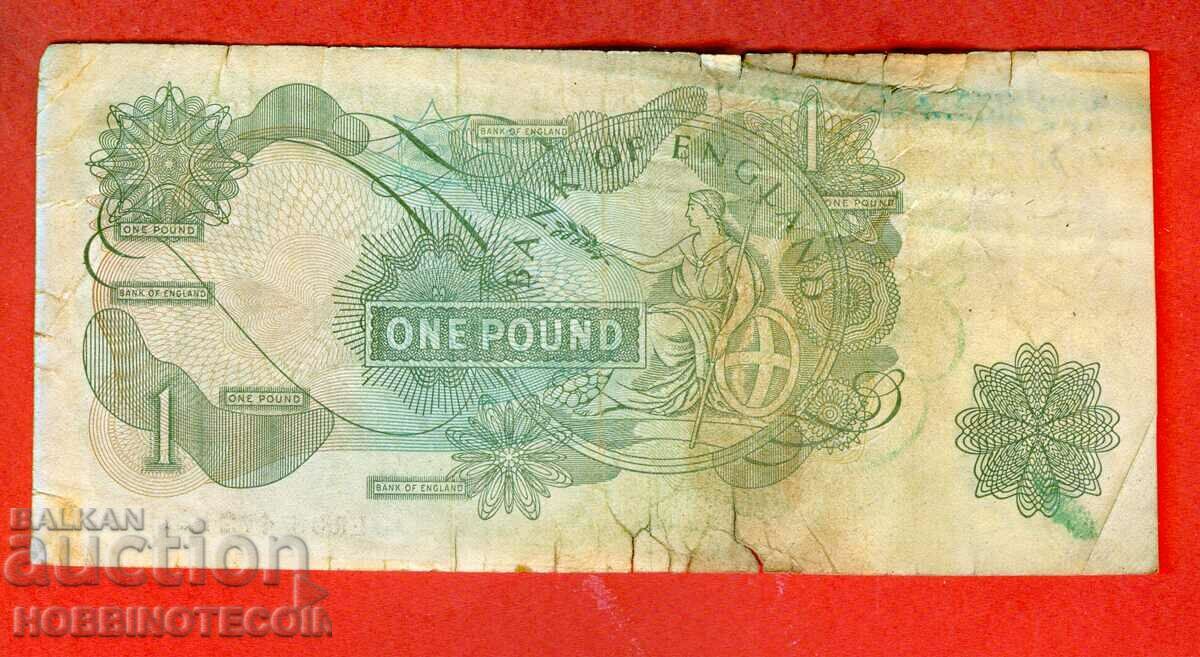 АНГЛИЯ  GRЕAND BRITAIN 1 Паунд issue 1966 1970 подпис 1 с цена 14.99 лв. | € 7.66