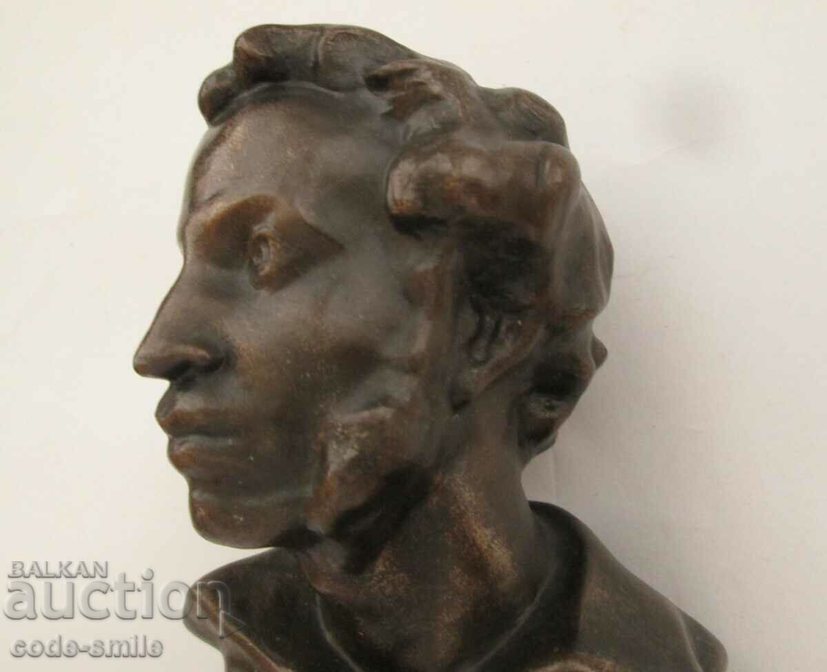 Стар Руски бюст на Пушкин метална фигура статуетка - 5 Стар Руски бюст на Пушкин метална фигура статуетка - 5