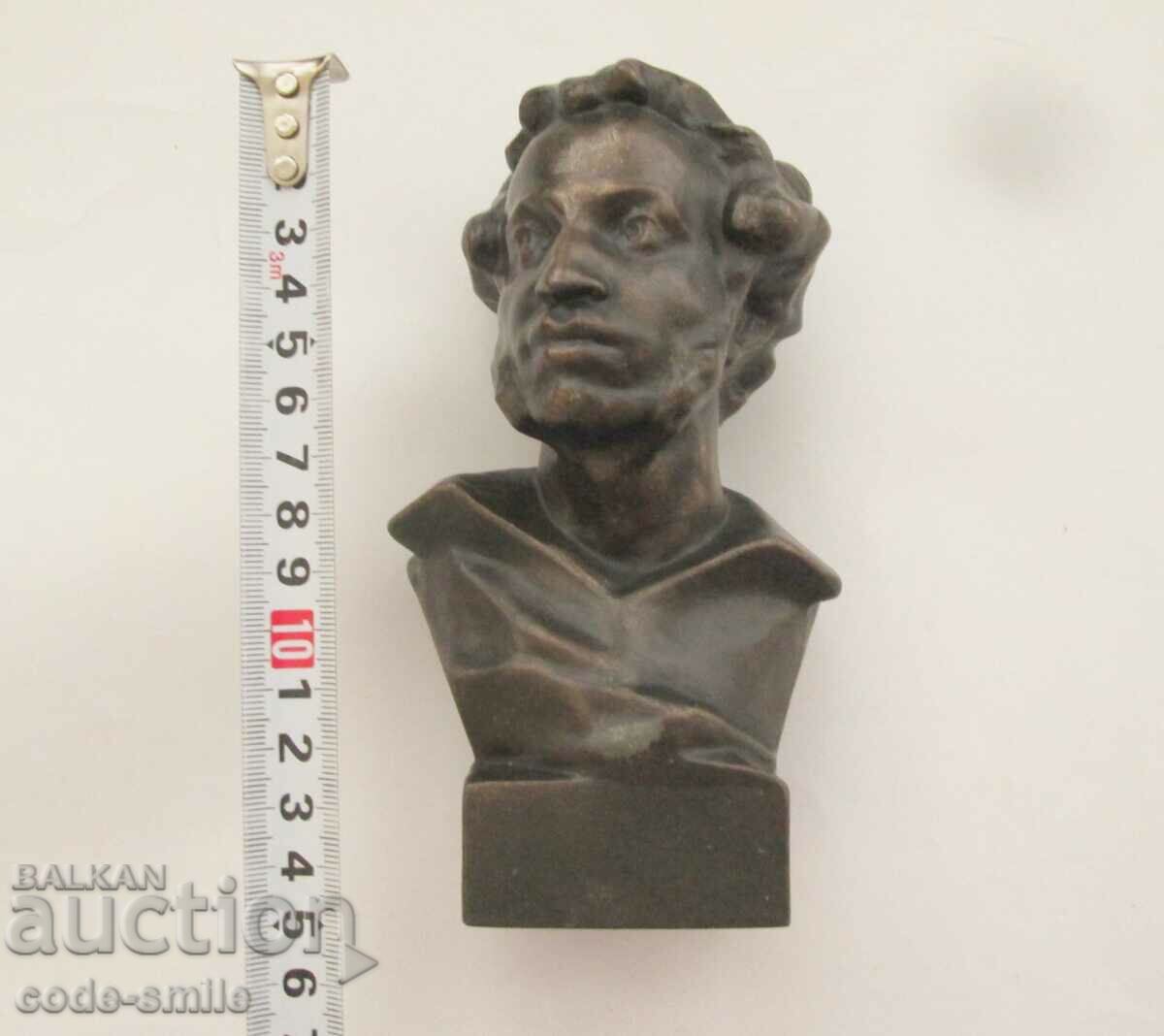 Стар Руски бюст на Пушкин метална фигура статуетка - 7 Стар Руски бюст на Пушкин метална фигура статуетка - 7