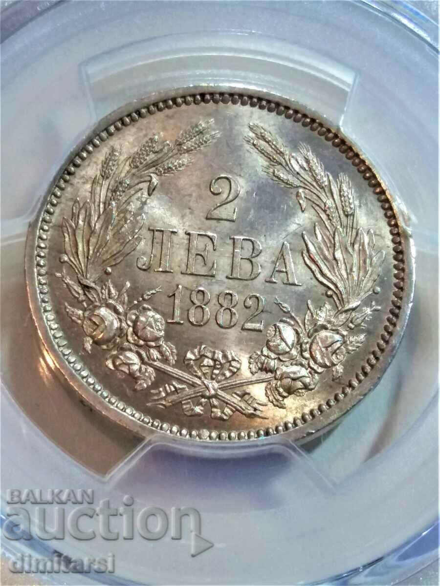 2 лева 1882  MS63 PCGS