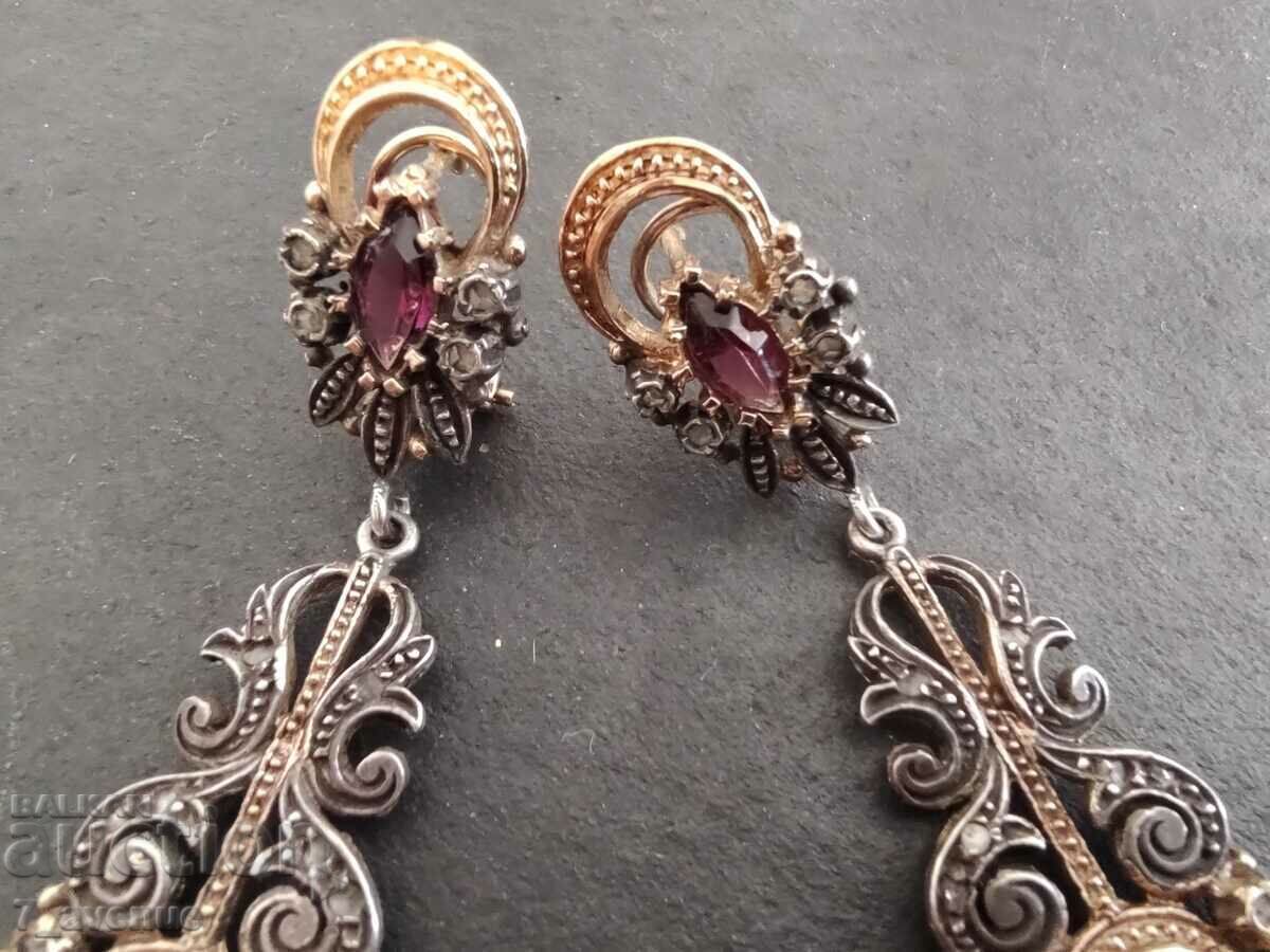 Auction  Earrings - interesting, long, almandine silver sapphire, 29.09.24