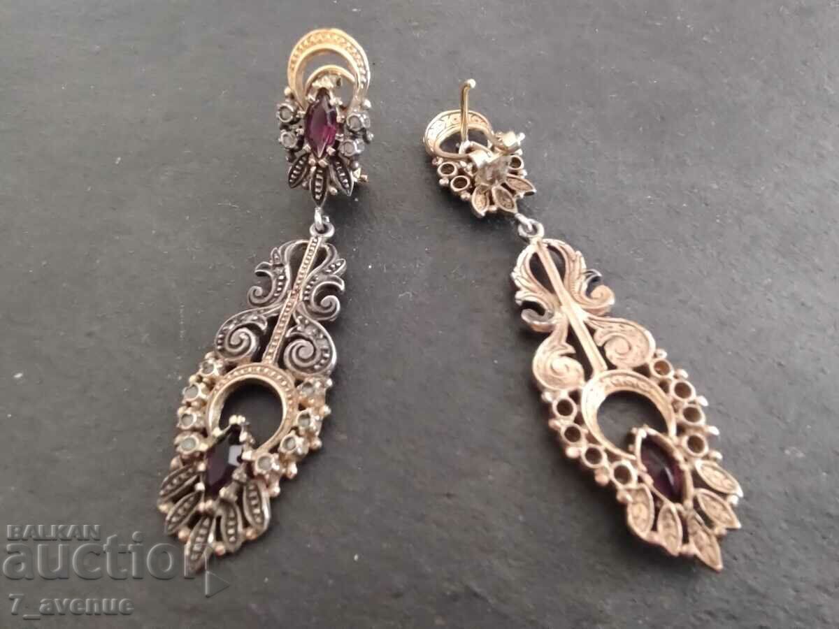 Earrings - interesting, long, almandine silver sapphire, 29.09.24 - 5