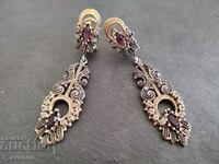 Earrings - interesting, long, almandine silver sapphire, 29.09.24