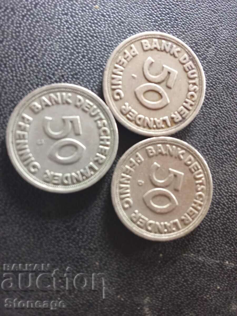 3x50 Pfennig 1949  банка на германските държави