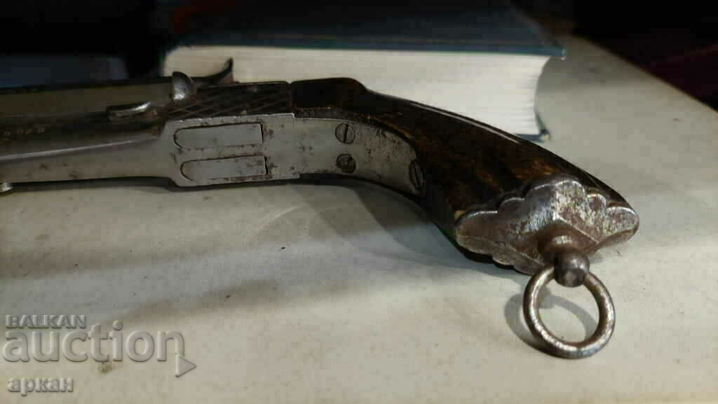 Рядък двуцевен пистолет с щик XIX век - 7