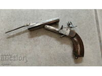 A rare 19th century double-barrelled bayonet pistol