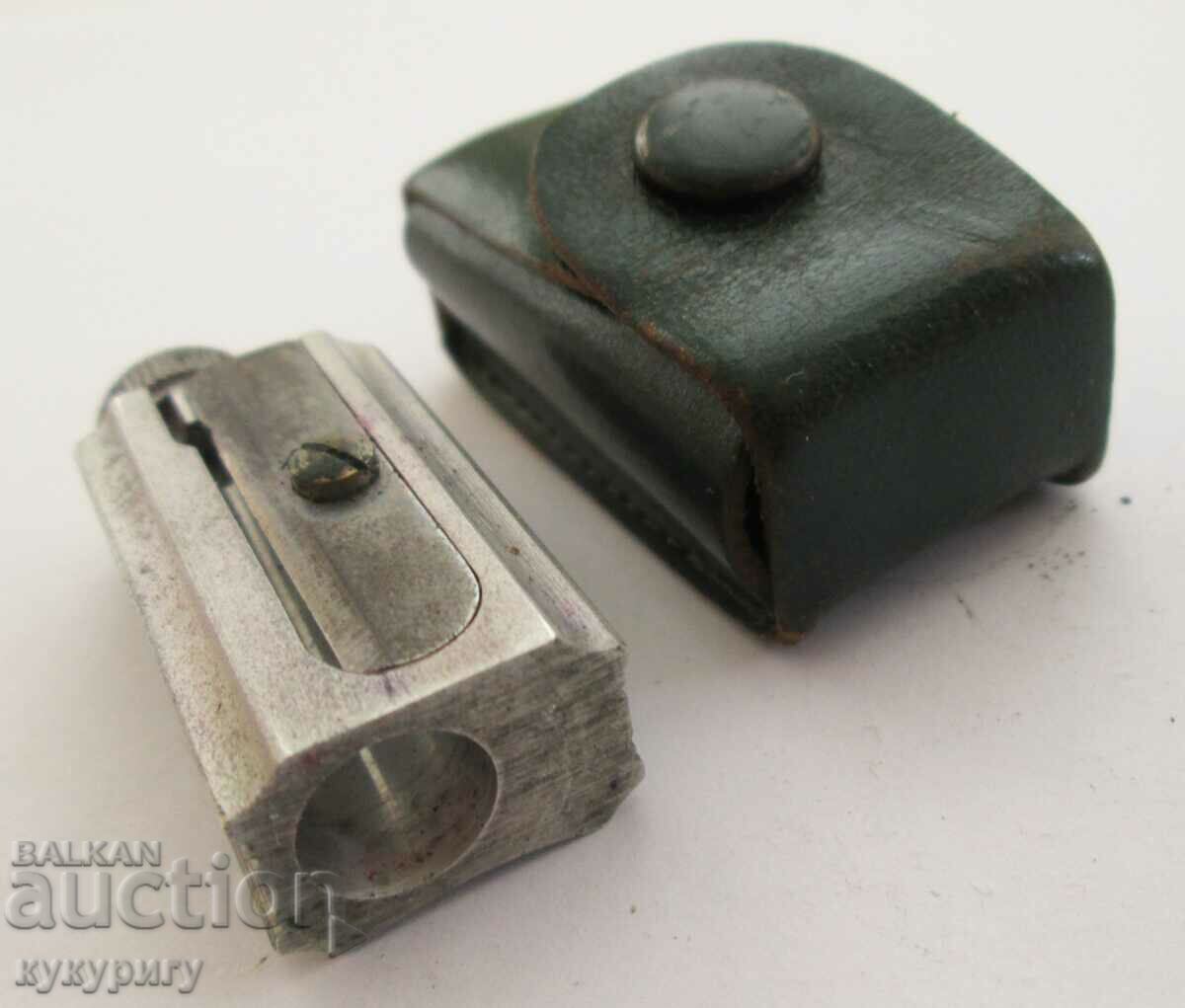 Auction Old German DUX pocket sharpener with leather case Auction Old German DUX pocket sharpener with leather case
