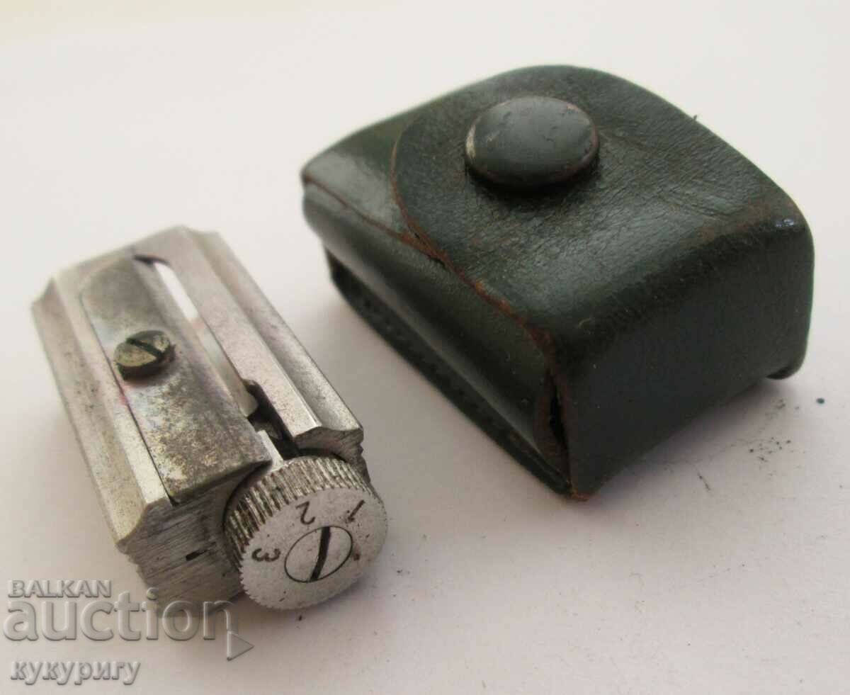 Old German DUX pocket sharpener with leather case