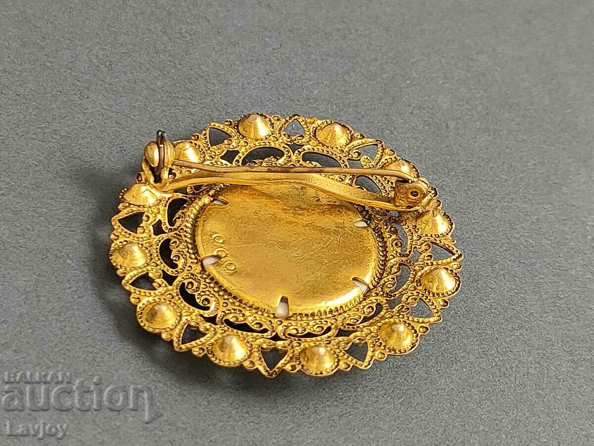 Gilt old porcelain brooch - 5 Gilt old porcelain brooch - 5