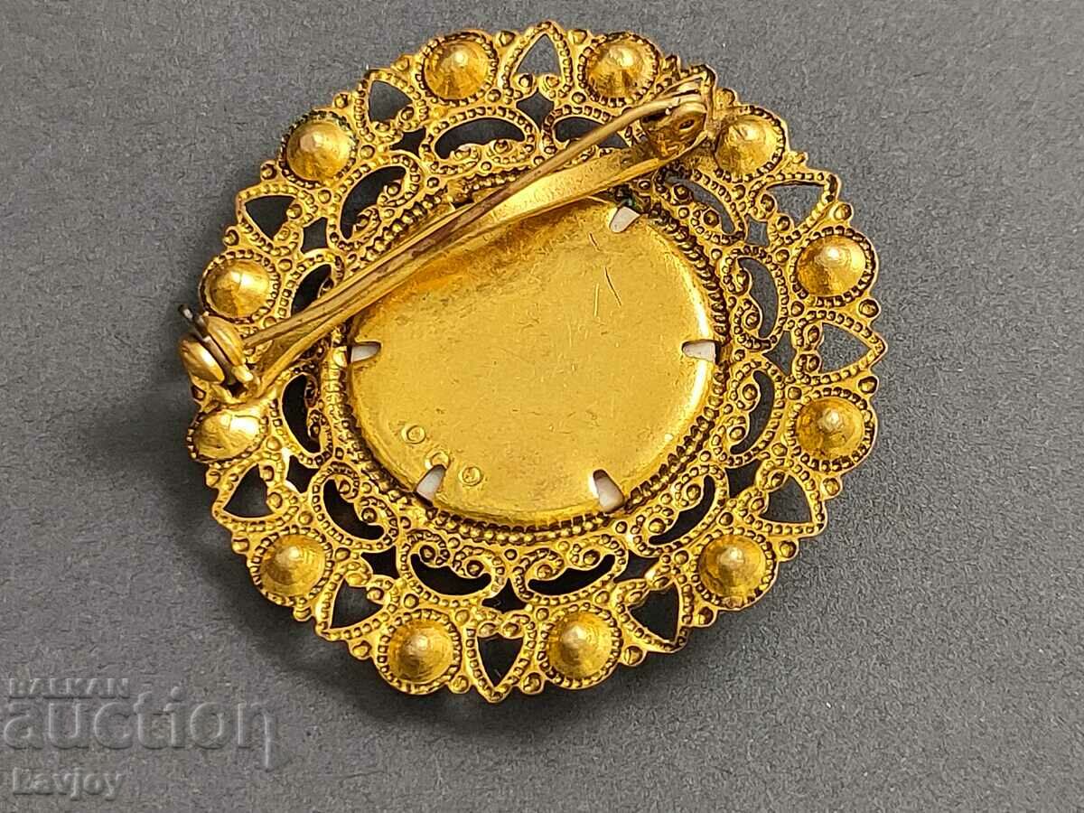 Gilt old porcelain brooch - 6 Gilt old porcelain brooch - 6