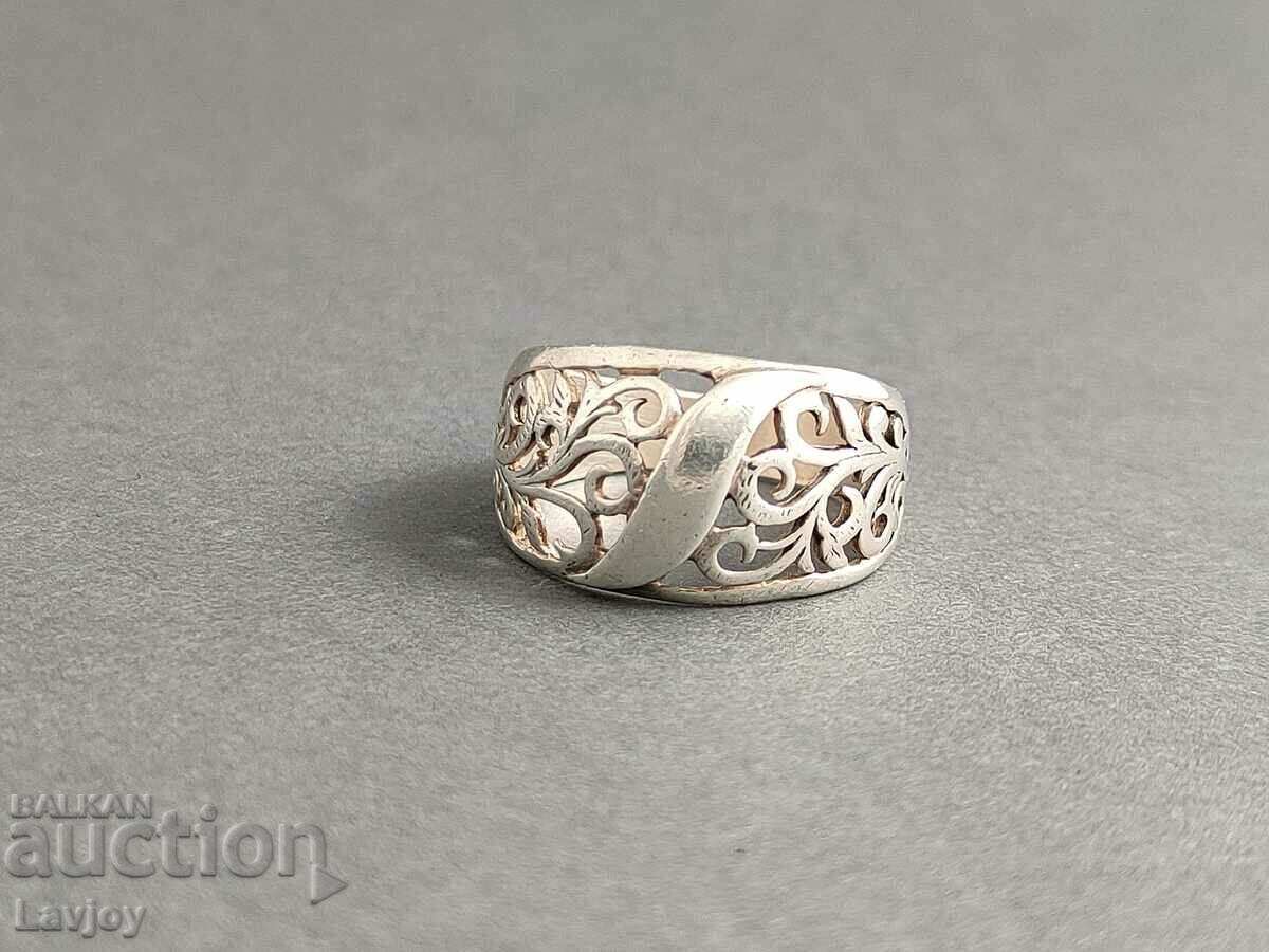 Silver women's openwork ring