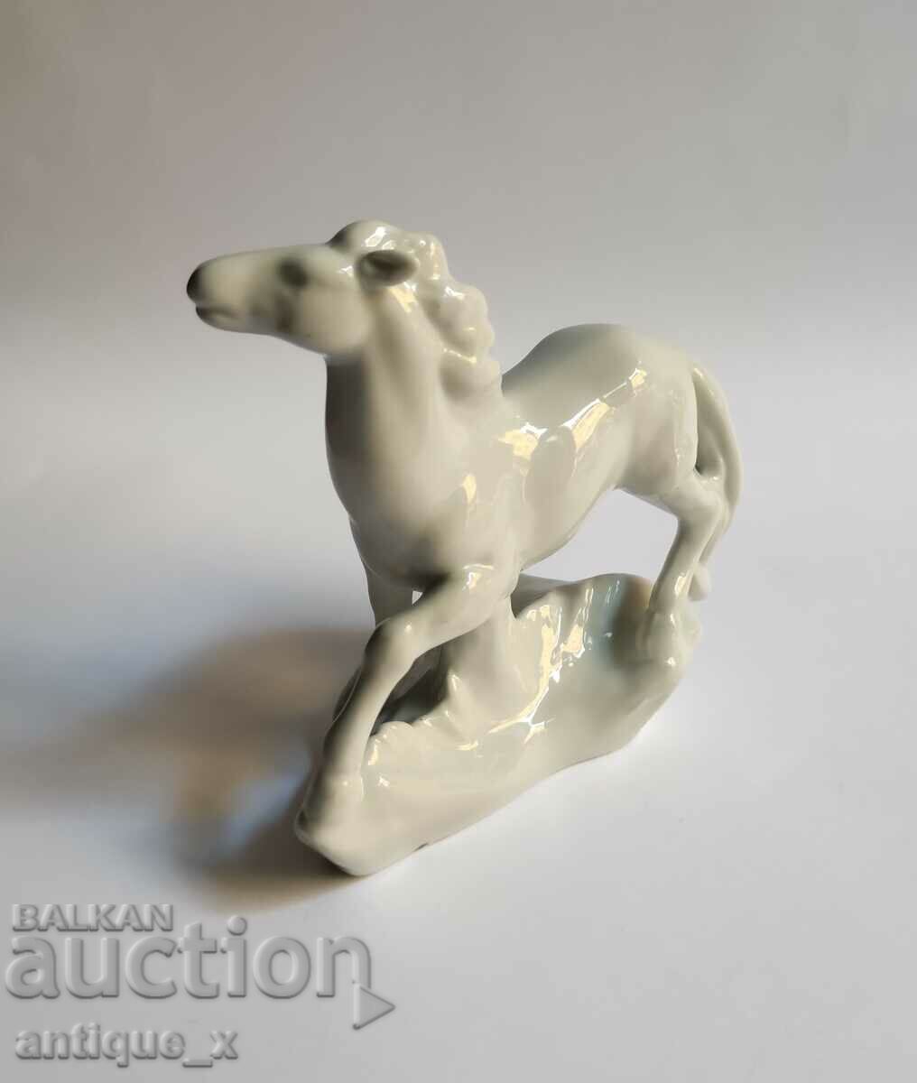 Old Bulgarian porcelain figure - horse - Isis