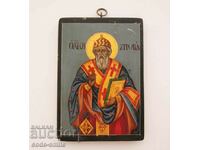 Old Greek painted icon of St. Spyridon the Miracle Worker