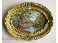 Tapestry Sunny autumn Wheeler in a baroque frame 24/30 cm excellent