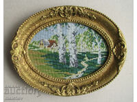 Tapestry Malka spring Viller in a baroque frame 24/30 cm excellent