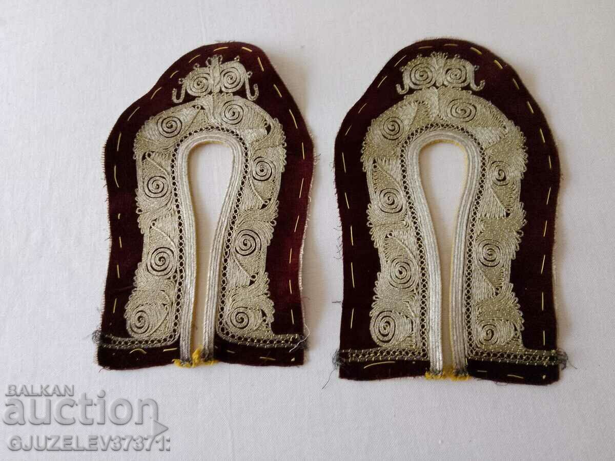 19th century slipper motifs hand embroidery gold tinsel on red