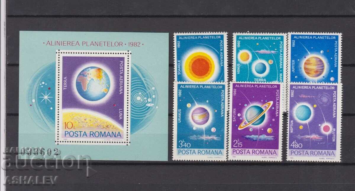 1981 Cosmos - Bloc Planete și sateliți+6 timbre** România.