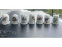 Porcelain thimbles - collectible /birds/-7 pcs