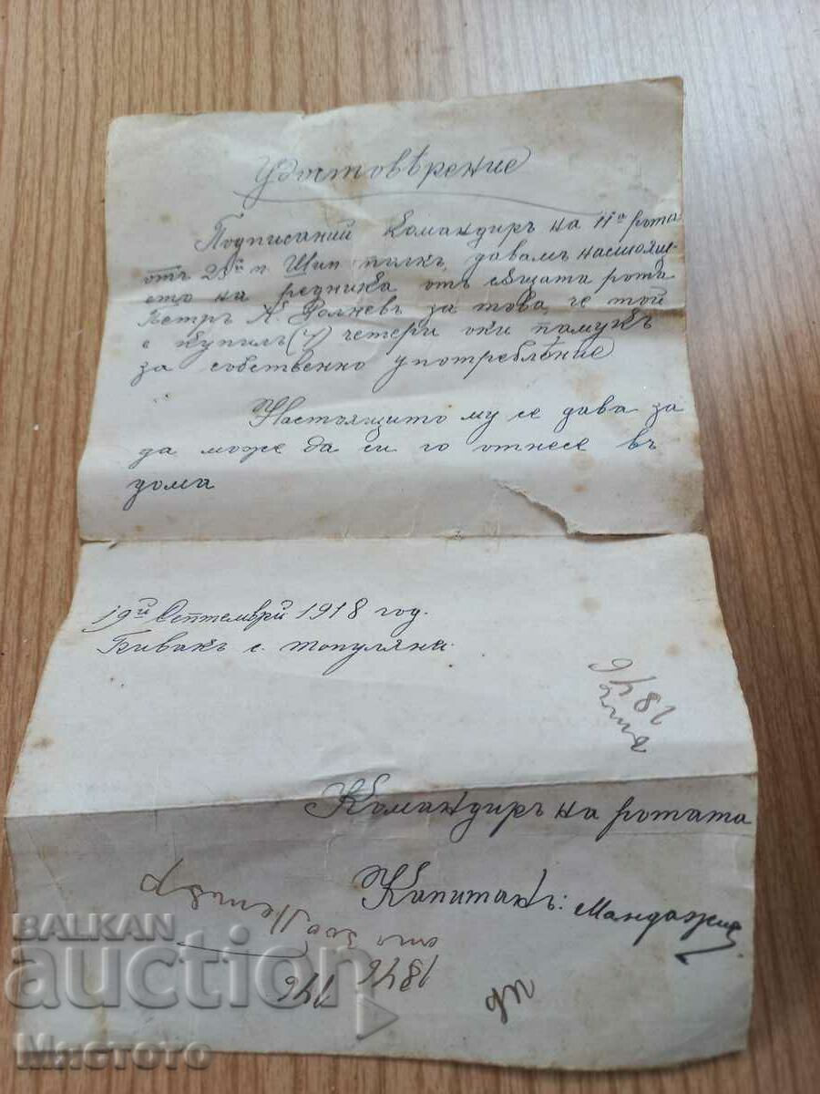 1918 Regimentul 23 Shipchensky Manuscrisul companiei a 11-a.