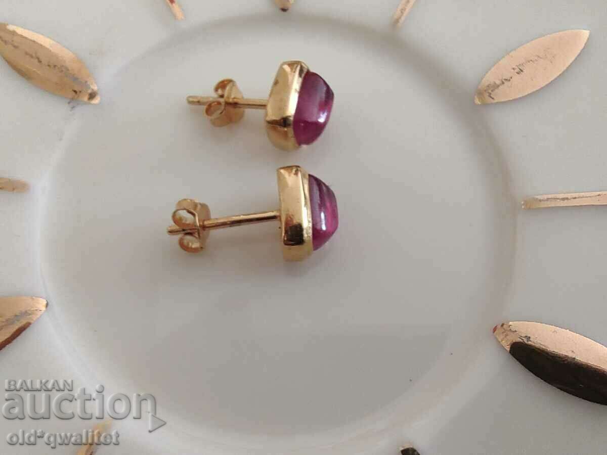 Auction Attractive SILVER earrings, silver 925, gold-plated, ruby Auction Attractive SILVER earrings, silver 925, gold-plated, ruby