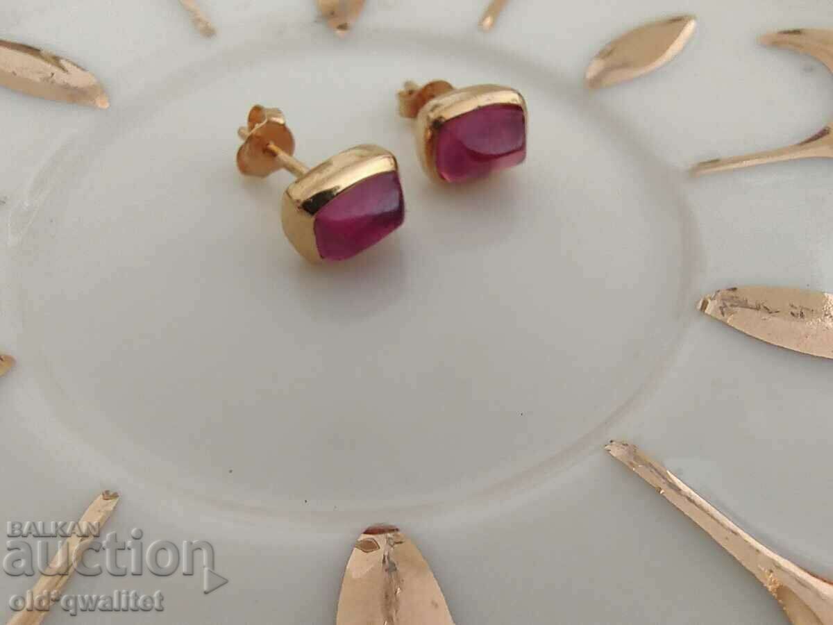 Attractive SILVER earrings, silver 925, gold-plated, ruby - 5 Attractive SILVER earrings, silver 925, gold-plated, ruby - 5