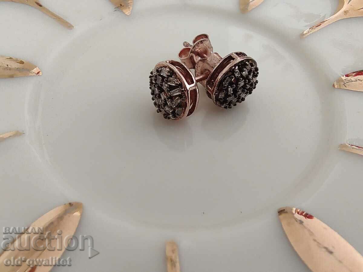 Attractive SILVER earrings, silver 925, gold-plated, Diamonds with price 397.00 BGN | € 202.98