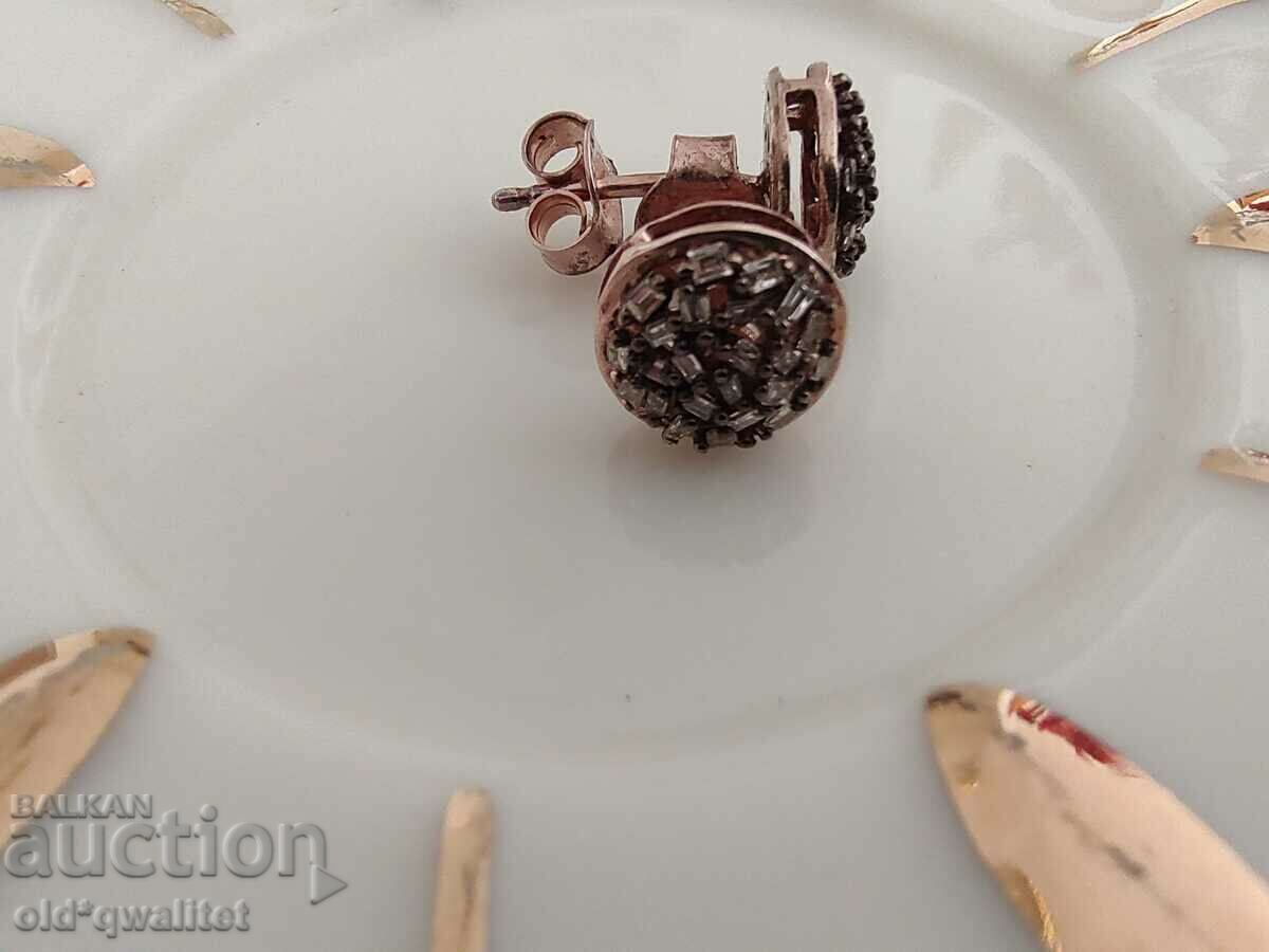 Auction  Attractive SILVER earrings, silver 925, gold-plated, Diamonds