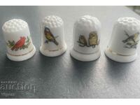 Porcelain thimbles - collectible /birds/-4 pcs