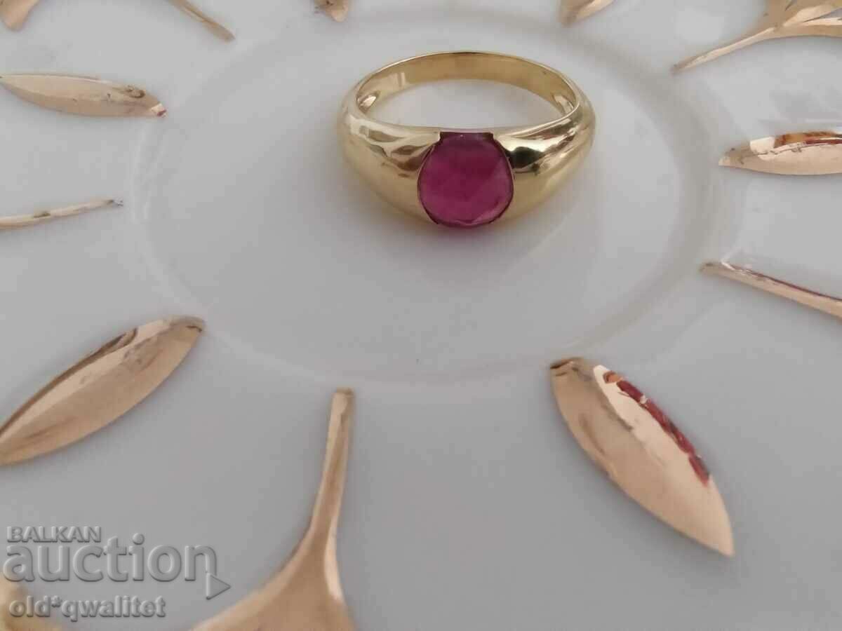 Attractive, silver ring, silver 925, gold-plated, ruby - 6 Attractive, silver ring, silver 925, gold-plated, ruby - 6