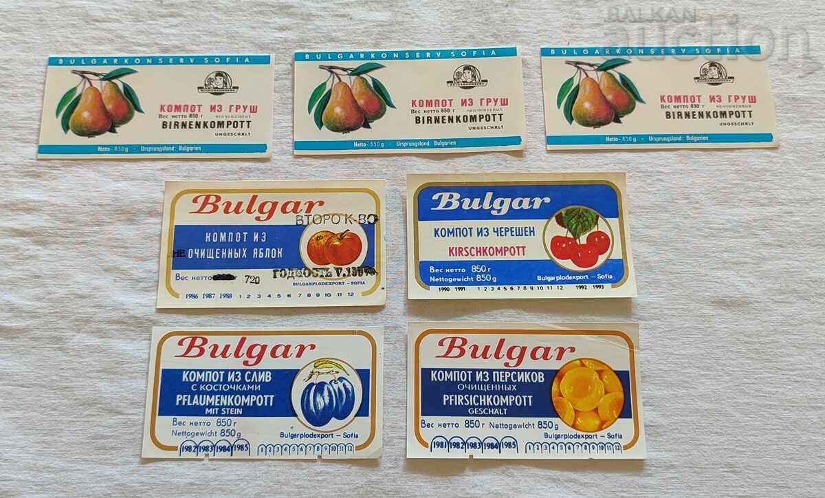 COMPOTE EXPORT BULGARCONSERVE LABEL 197.. LOT 7 PCS