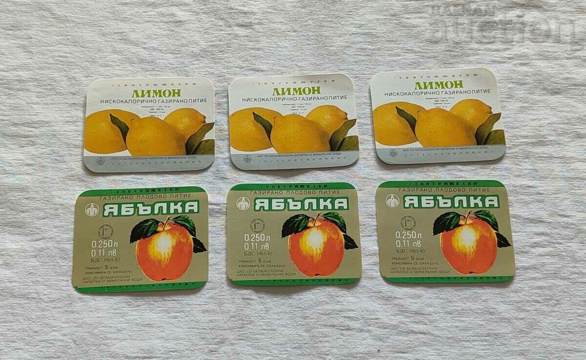 LEMON/APPLE Fizzy Drink LABEL 197.. LOT 6 PCS