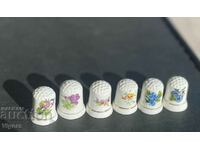 Porcelain thimbles - collectible /flowers/-6 pcs