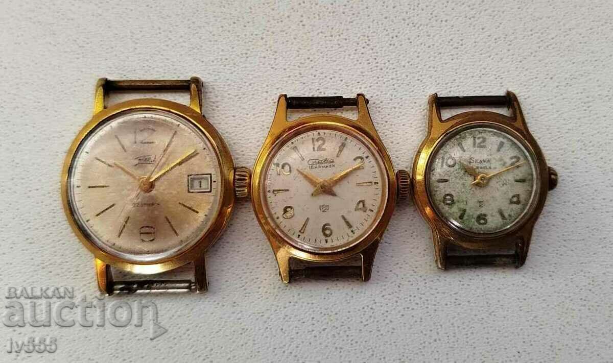 THREE OLD SOVIET GILT WATCHES/FRAMES FOR SALE