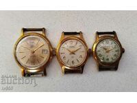 THREE OLD SOVIET GILT WATCHES/FRAMES FOR SALE