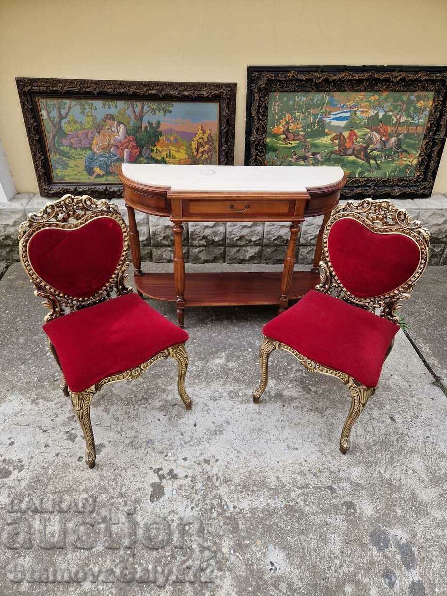 A pair of superb antique metal chairs with price 496.00 BGN | € 253.60