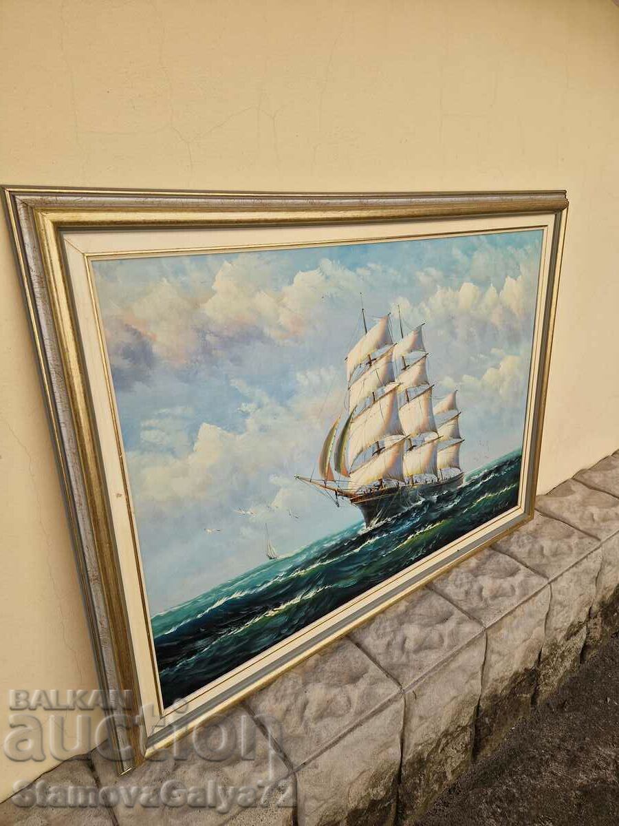 Όμορφη μεγάλη ελαιογραφία σε καμβά - 6