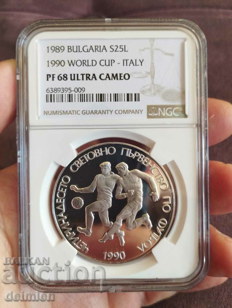 Grade NGC PF 68 ULTRA CAMEO, 25 Leva 1989 World Championship