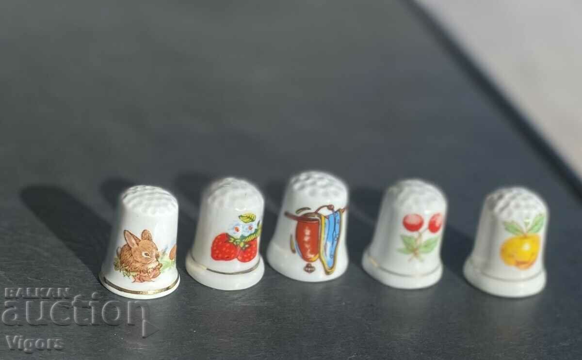 Porcelain thimbles - collectible /fruits/-5 pcs