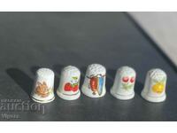 Porcelain thimbles - collectible /fruits/-5 pcs