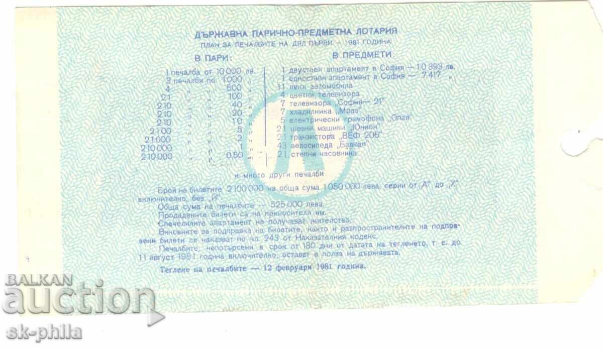 Old Lottery Ticket - 1981/Part 1 with price 4.00 BGN | € 2.05 Old Lottery Ticket - 1981/Part 1 with price 4.00 BGN | € 2.05