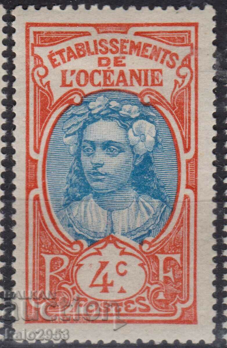 French Oceania-1913-Regular-Tahitianka,MLH